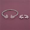 American Diamond Hasli Necklace with Rhodium Plating