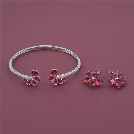 American Diamond Hasli Necklace with Rhodium Plating