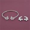 American Diamond Hasli Necklace with Rhodium Plating