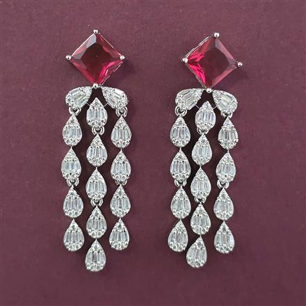 American Diamond Classic Earring with Rhodium Plating