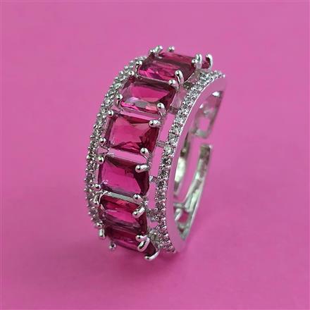 American Diamond Adjustable Ring with Rhodium Plating