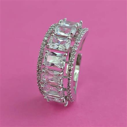 American Diamond Adjustable Ring with Rhodium Plating