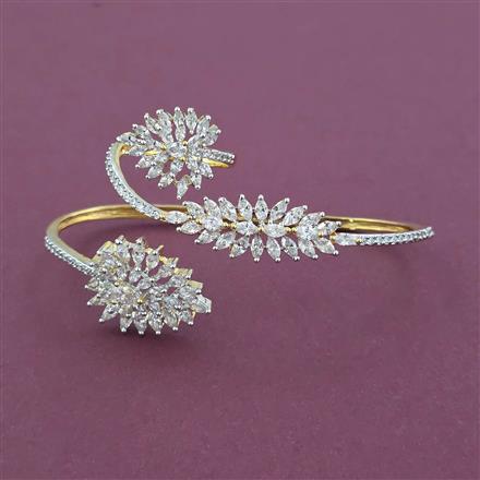 American Diamond Palm Kada with Rhodium Plating 2 Tone Plating