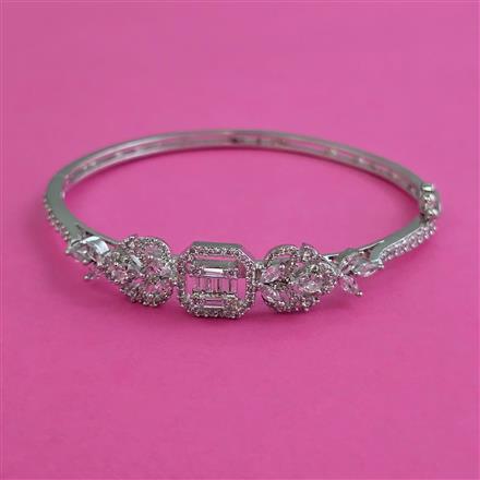 American Diamond Openable kada with Rhodium Plating 2 Tone Plating Carat Plating