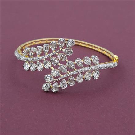 American Diamond Openable kada with Rhodium Plating 2 Tone Plating