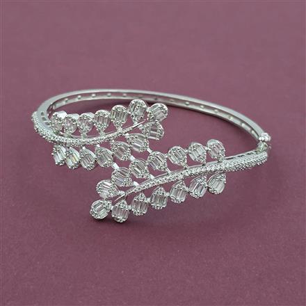 American Diamond Openable kada with Rhodium Plating 2 Tone Plating