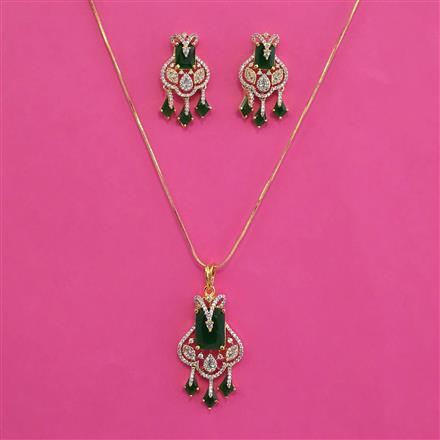 American Diamond Classic Pendant Set with 2 Tone Plating