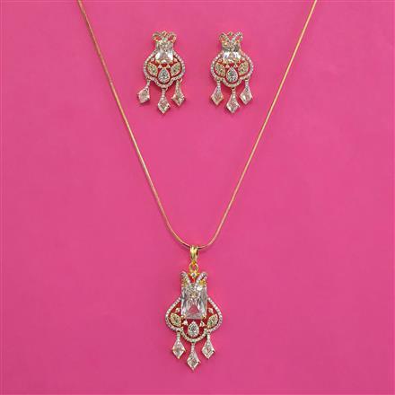 American Diamond Classic Pendant Set with 2 Tone Plating