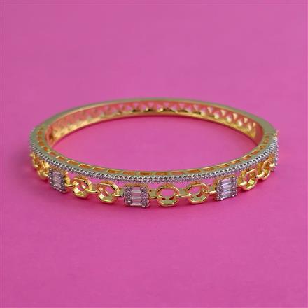 American Diamond Openable kada with Rhodium Plating 2 Tone Plating