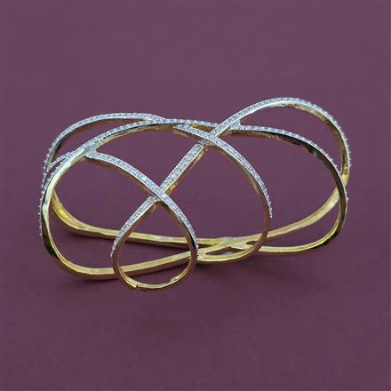 American Diamond Palm Kada with Rhodium Plating 2 Tone Plating
