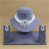 American Diamond Choker Necklace with Rhodium Plating