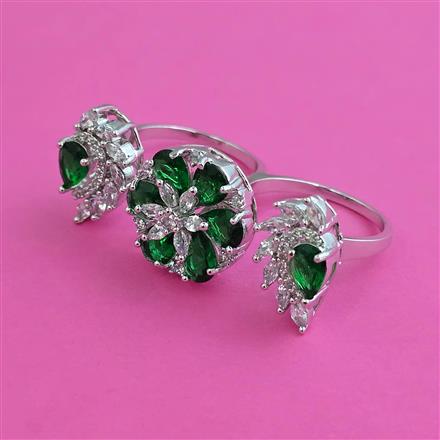 American Diamond Adjustable Ring with Rhodium Plating