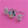 American Diamond Adjustable Ring with Rhodium Plating