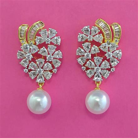 American Diamond Classic Earring with Rhodium Plating 2 Tone Plating Mehndi Plating
