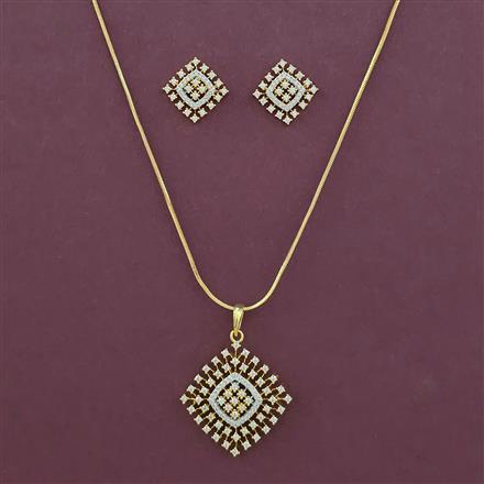 American Diamond Classic Pendant Set with 2 Tone Plating