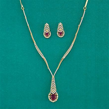 American Diamond Classic Necklace with 2 Tone Plating