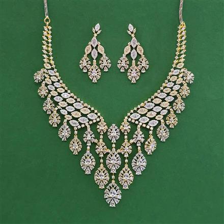 American Diamond Classic Necklace with 2 Tone Plating