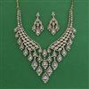 American Diamond Classic Necklace with Rhodium Plating Mehndi Plating