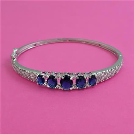 American Diamond Openable kada with Rhodium Plating