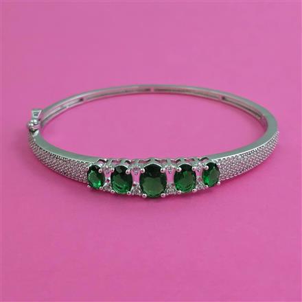 American Diamond Openable kada with Rhodium Plating
