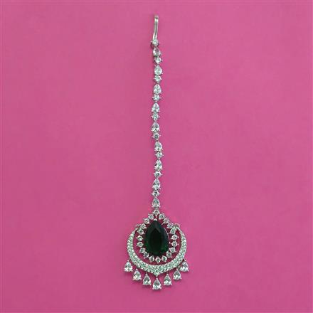 American Diamond Classic Tikka with Rhodium Plating