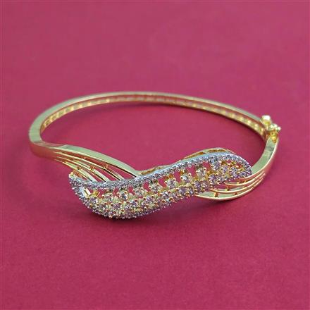 American Diamond Openable kada with Rhodium Plating 2 Tone Plating