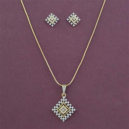 American Diamond Classic Pendant Set with 2 Tone Plating