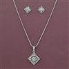 American Diamond Classic Pendant Set with Rhodium Plating