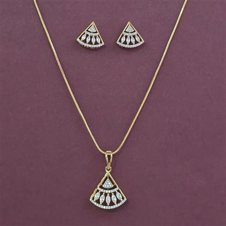 American Diamond Classic Pendant Set with 2 Tone Plating