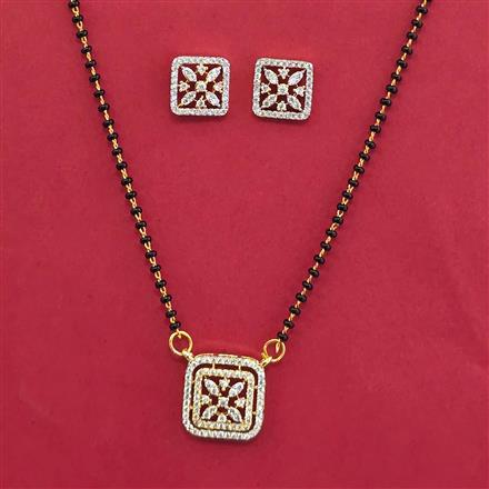 American Diamond Classic Mangalsutra with Rhodium Plating 2 Tone Plating