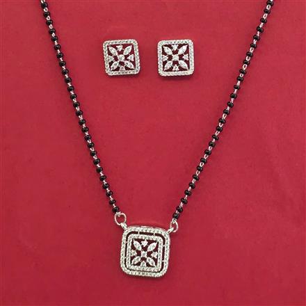 American Diamond Classic Mangalsutra with Rhodium Plating 2 Tone Plating
