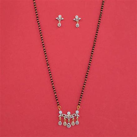 American Diamond Classic Mangalsutra with Rhodium Plating 2 Tone Plating