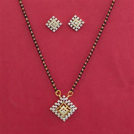 American Diamond Classic Mangalsutra with Rhodium Plating 2 Tone Plating