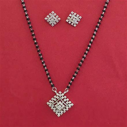 American Diamond Classic Mangalsutra with Rhodium Plating 2 Tone Plating