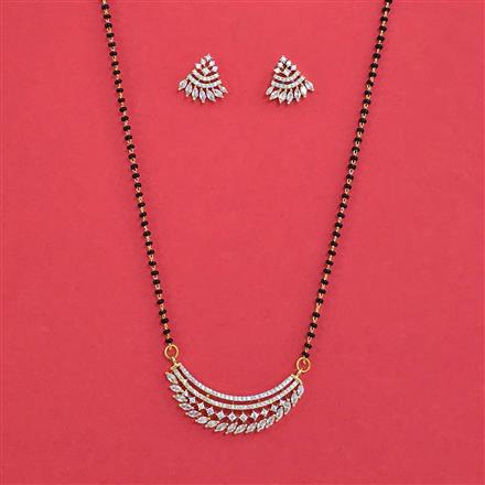 American Diamond Classic Mangalsutra with Rhodium Plating 2 Tone Plating