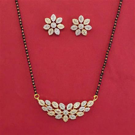 American Diamond Classic Mangalsutra with Rhodium Plating 2 Tone Plating
