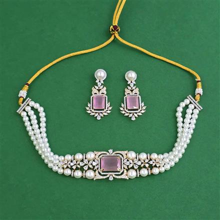 American Diamond Choker Necklace with Carat Plating