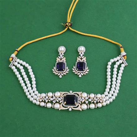 American Diamond Choker Necklace with Carat Plating