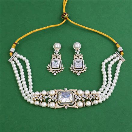 American Diamond Choker Necklace with Carat Plating