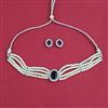 American Diamond Choker Necklace with Rhodium Plating