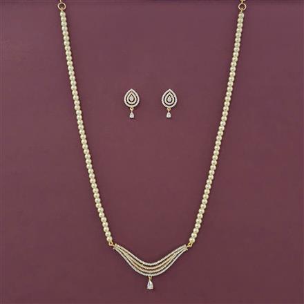 American Diamond Pearl Pendant Set with Carat Plating