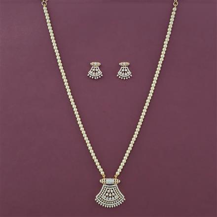 American Diamond Pearl Pendant Set with Carat Plating