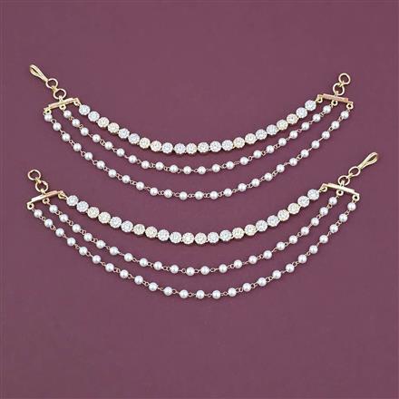 American Diamond Classic Ear Chain with Rhodium Plating Carat Plating