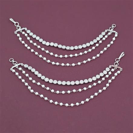 American Diamond Classic Ear Chain with Rhodium Plating Carat Plating