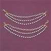 American Diamond Pearl Ear Chain with Rhodium Plating Carat Plating