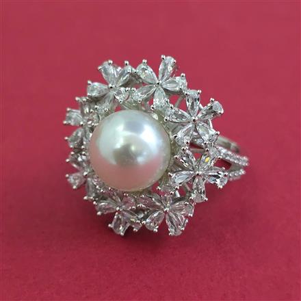 American Diamond Adjustable Ring with Rhodium Plating Carat Plating