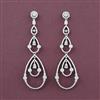 American Diamond Long Earring with Rhodium Plating Carat Plating