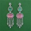 American Diamond Long Earring with Rhodium Plating