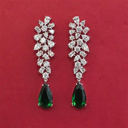 American Diamond Classic Earring with Rhodium Plating