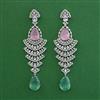 American Diamond Long Earring with Rhodium Plating
